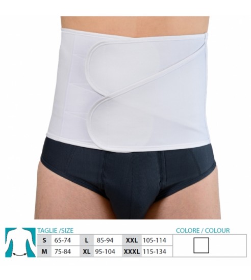 Fascia Post Operatoria Orione Alta 27 Cm – Unisex In Puro Cotone, Regolabile, Taglia XXL (105-114 Cm), Bianca